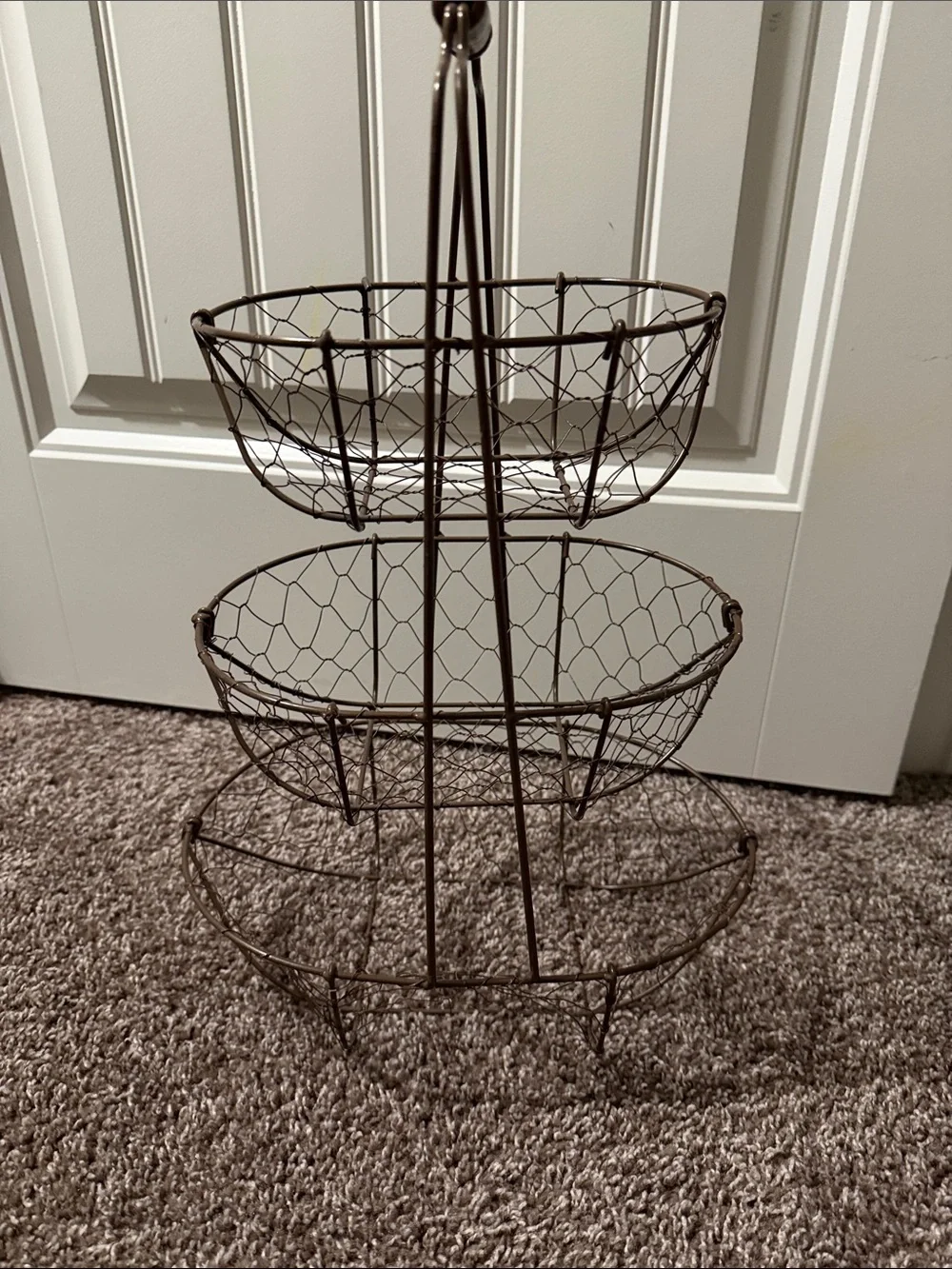 Three-Tier Metal Wire Basket Stand - Brown